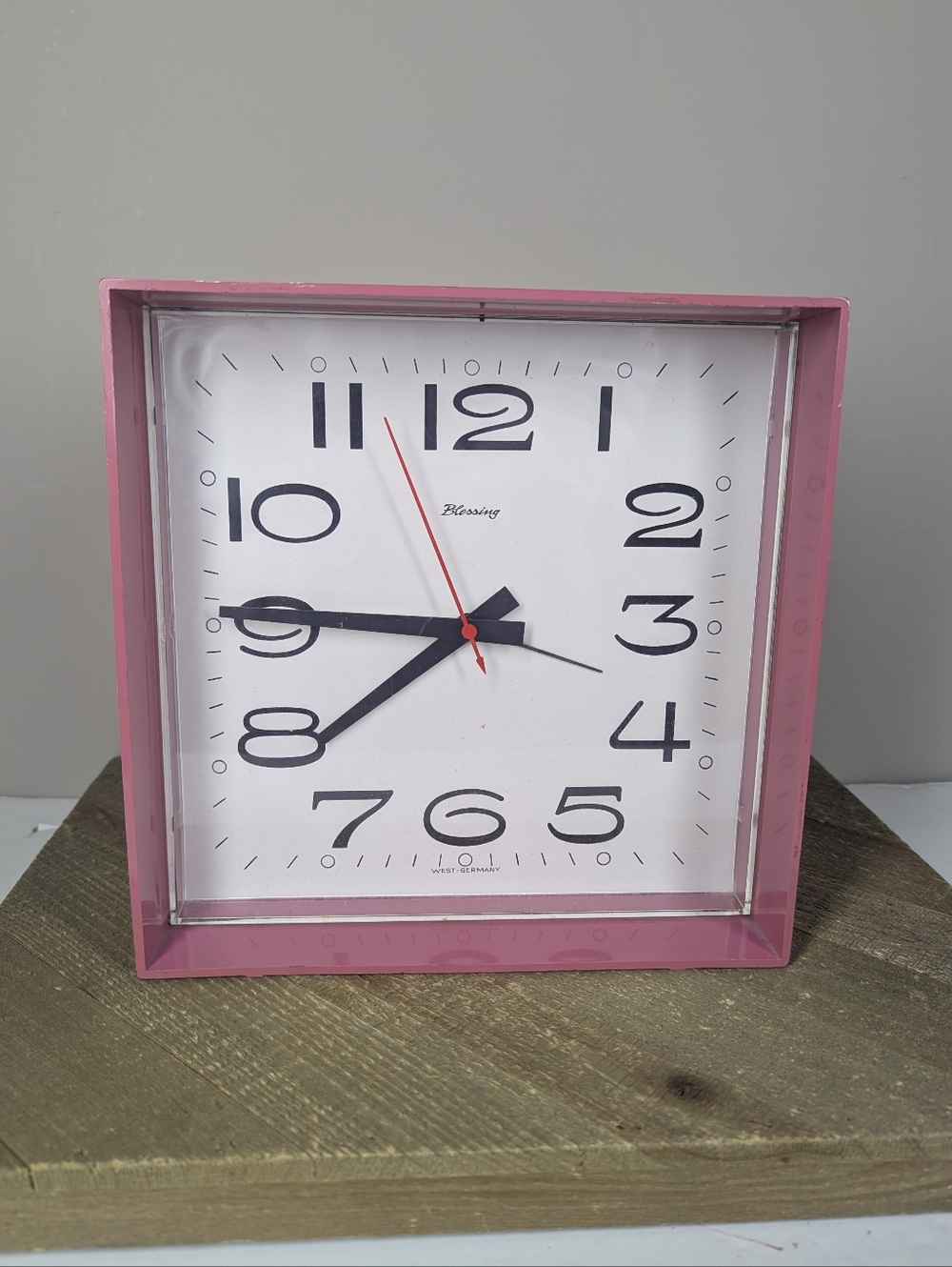 Vintage Blessing West Germany Cube Pink Square Clock - mcm